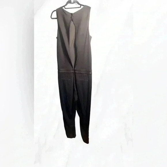 Rag and bone day 2 nite stylish black sleeveless leather trim jumpsuit romper 6 - Picture 3 of 6